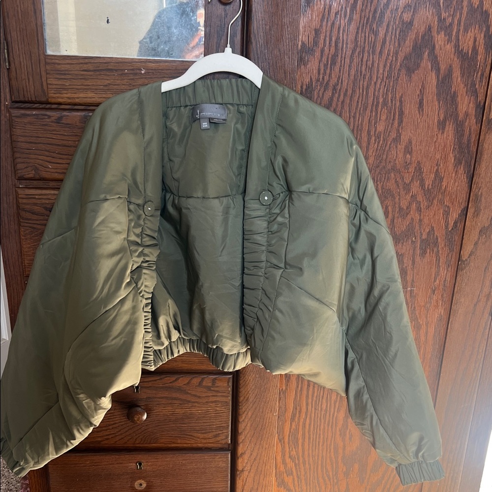 Anthropologie Olive Puffer Jacket